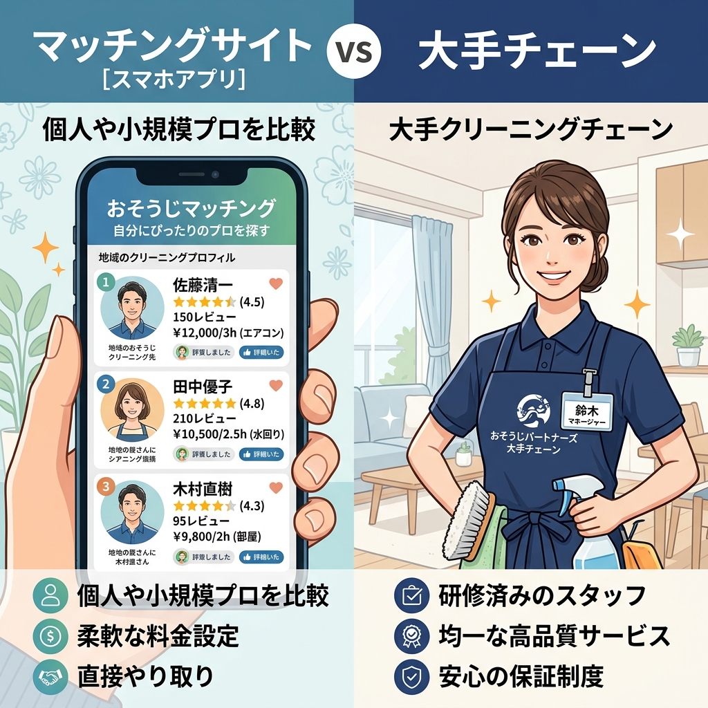 マッチングサイトで業者を選ぶイメージ